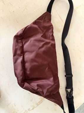Men's Burgundy Sling Belt Bag with Black Strap